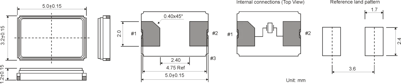 SMD QUARTZ CRYSTAL 5.0 x 3.2 mm 10.0 - 54.0MHz 