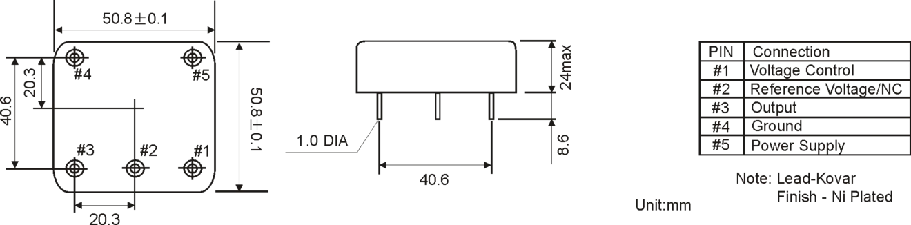 THT METAL OCXO OSCILLATOR 50.8 x 50.8 mm